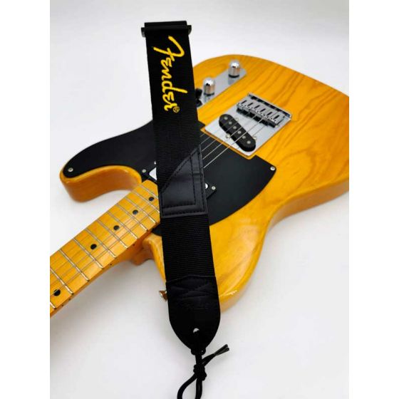 Sangle polyester noir Logo jaune Fender®