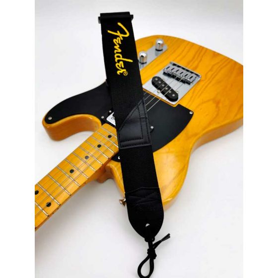 Sangle polyester noir Logo jaune Fender®