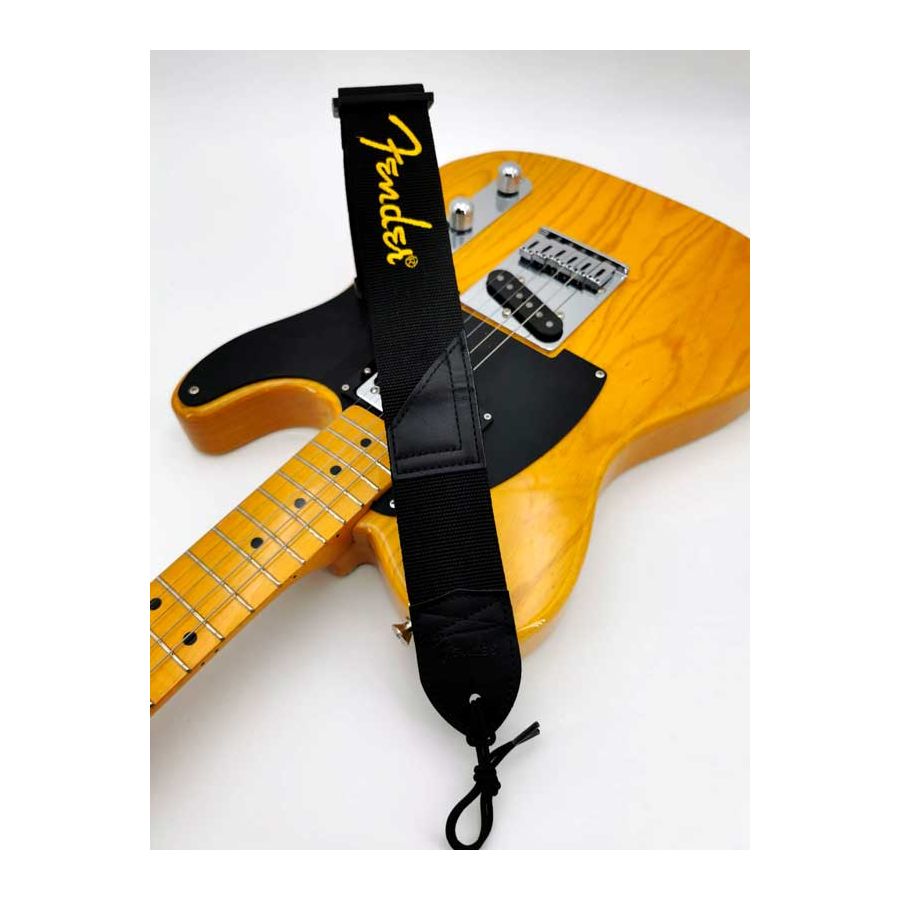 Sangle polyester noir Logo jaune Fender®