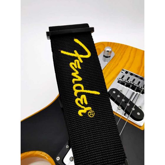 Sangle polyester noir Logo jaune Fender®