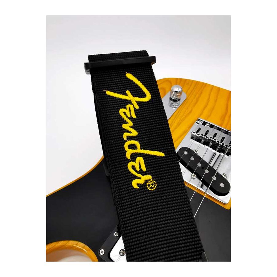 Sangle polyester noir Logo jaune Fender®