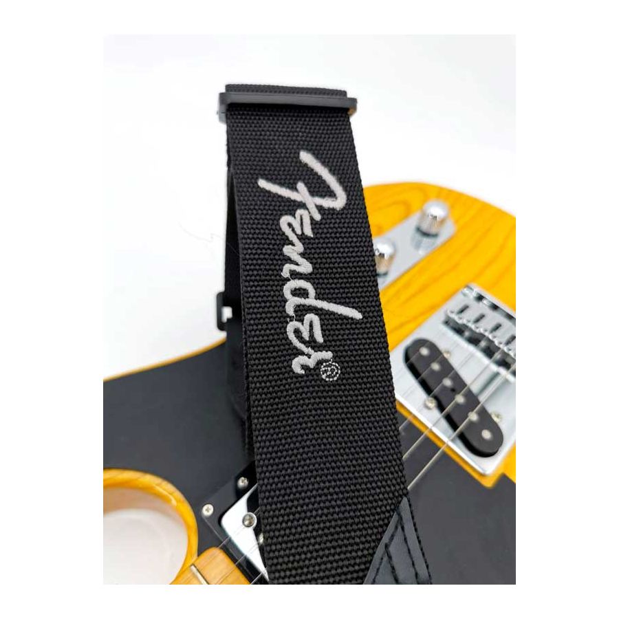 Sangle polyester noir Logo gris Fender®