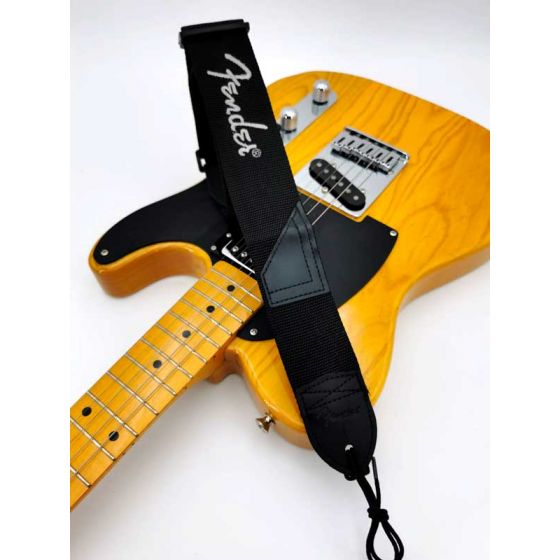 Sangle polyester noir Logo gris Fender®