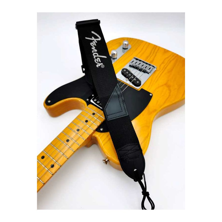 Sangle polyester noir Logo gris Fender®