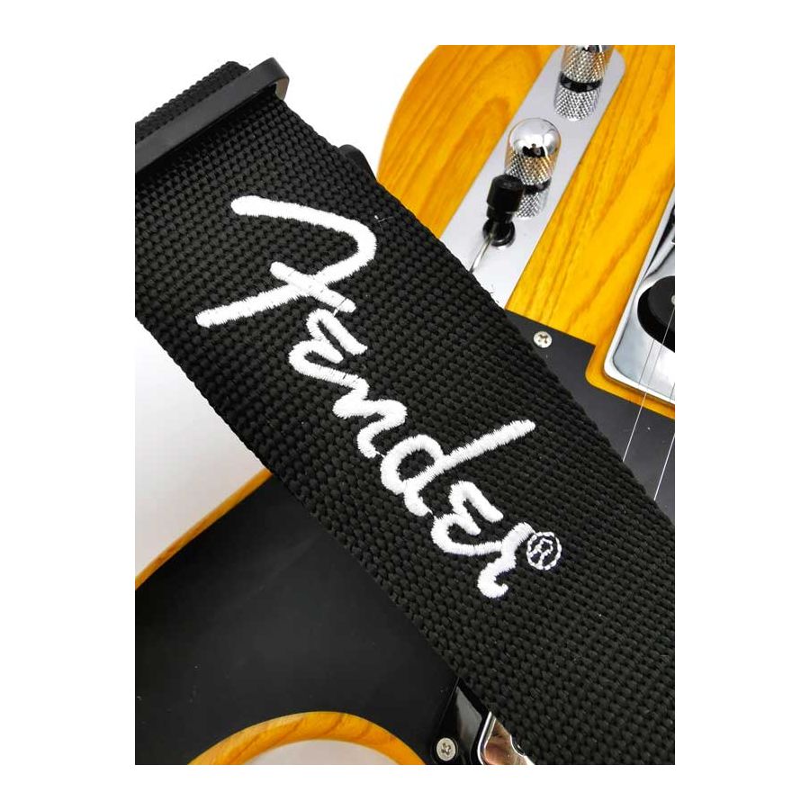 Sangle polyester noir Logo blanc Fender®