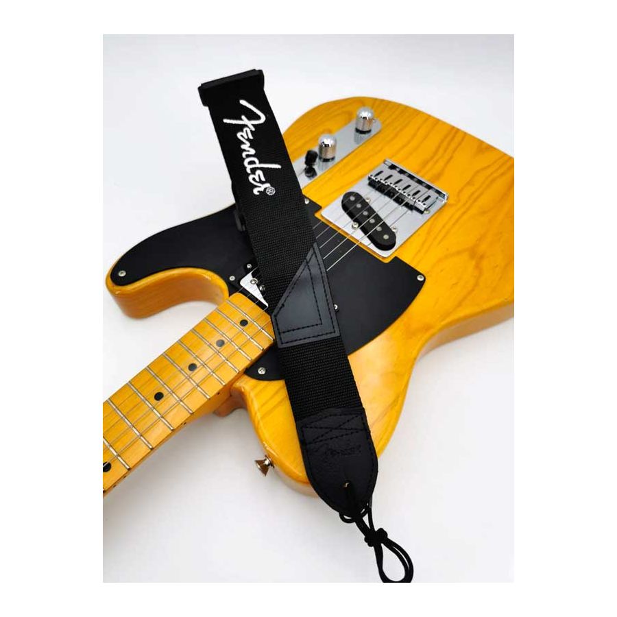 Sangle polyester noir Logo blanc Fender®