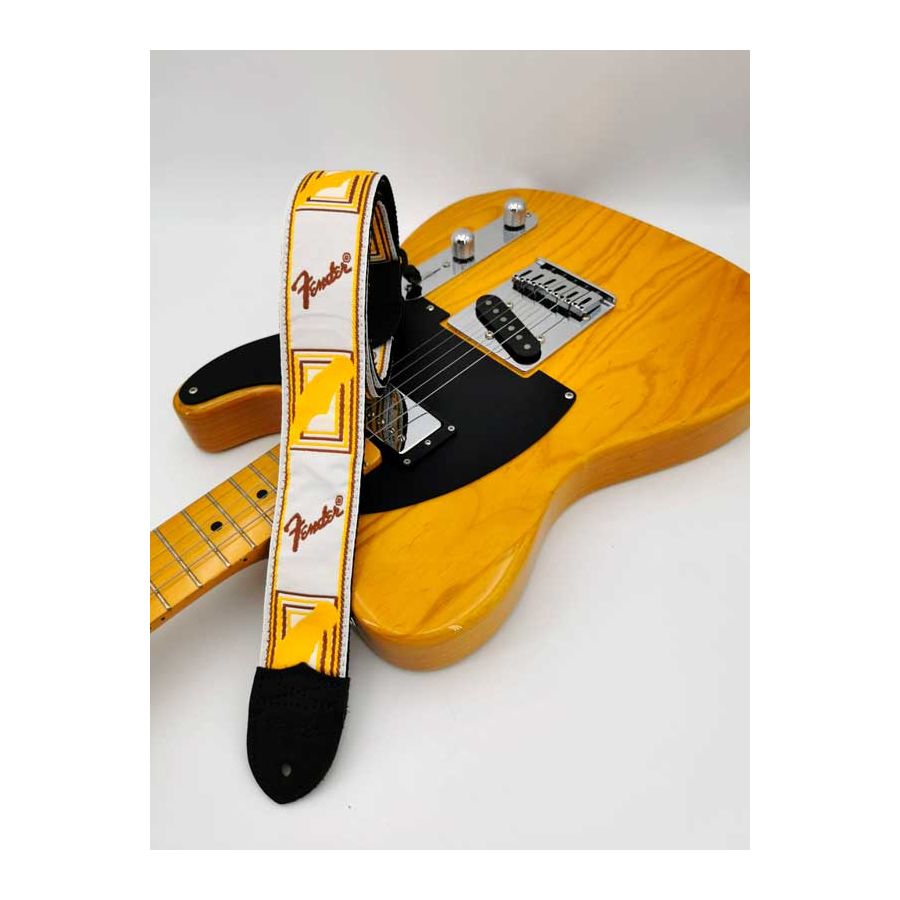 Sangle Monogrammes FENDER® blanc marron jaune FENDER®