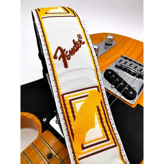Sangle Monogrammes FENDER® blanc marron jaune FENDER®