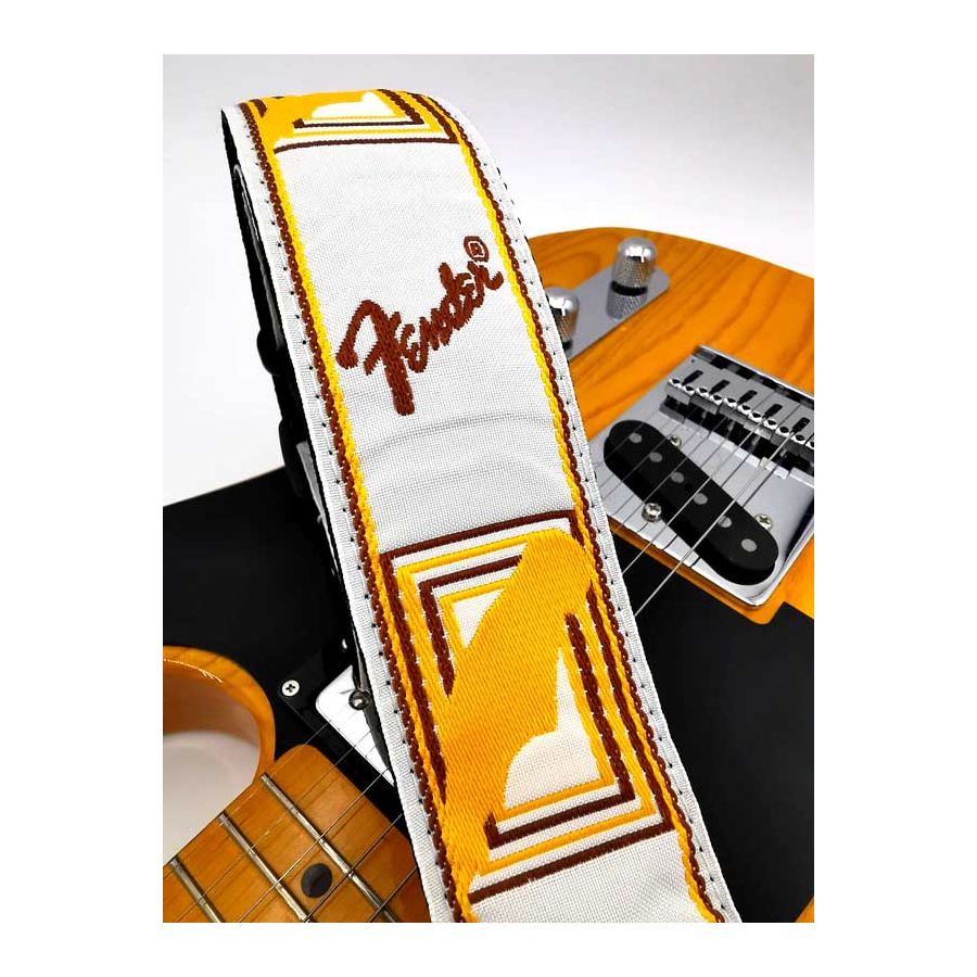 Sangle Monogrammes FENDER® blanc marron jaune FENDER®
