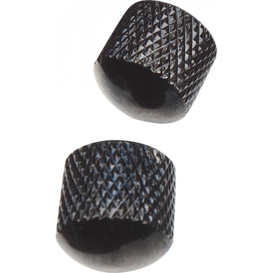 Boutons de potentiomètres forme dôme métal noir - lot de 2