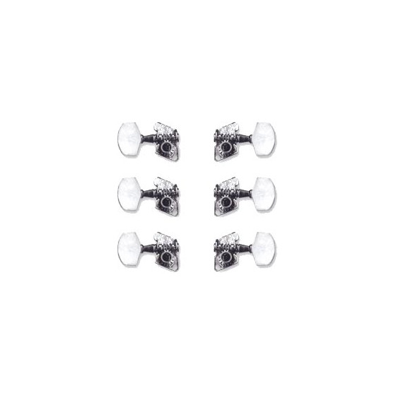 Mécaniques guitare électrique individuelle chromées double trou - lot de 6 (3+3)