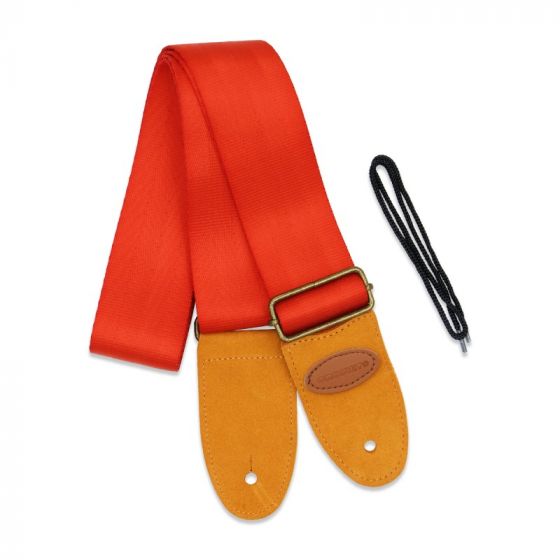 Sangle rouge unie embout cuir marron GROOVIT