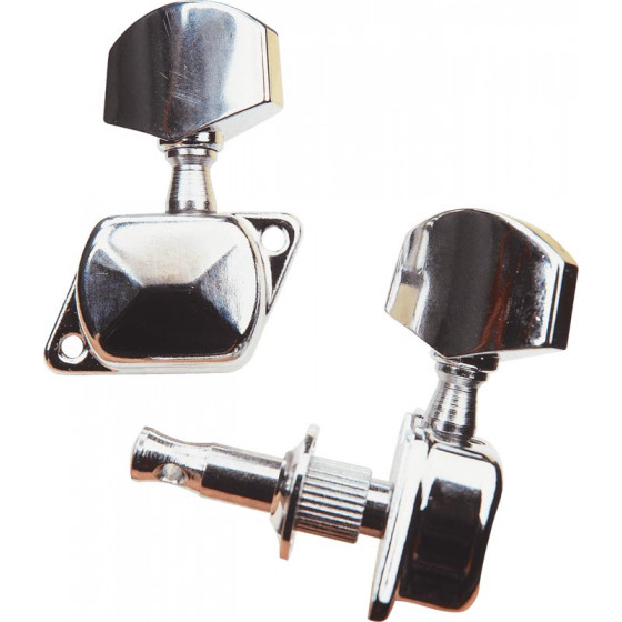 Mécaniques guitare individuelles capot chromé - lot de 6 (3+3)