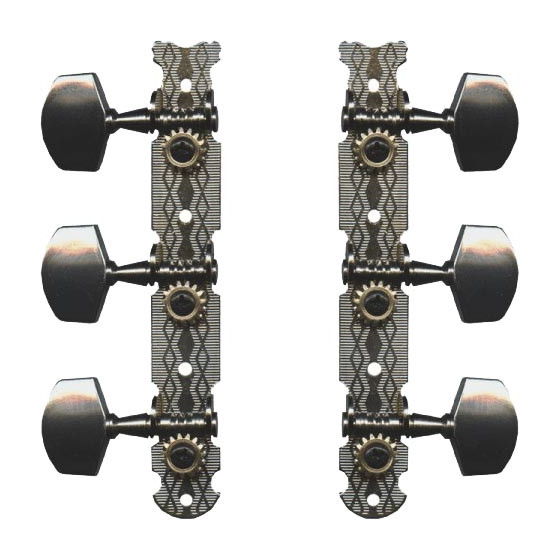 Mécaniques guitare platines nickel boutons chromés - lot de 2 (1+1)