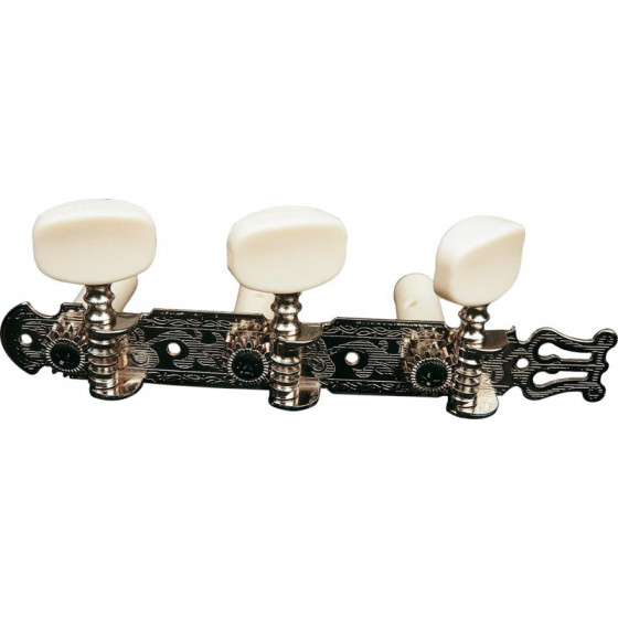 Mécaniques guitare platines nickel boutons plast. - lot de 2 (3+3)