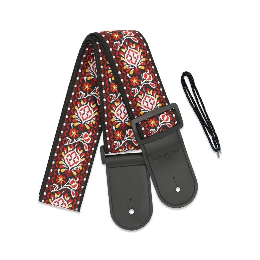 Sangle Jacquard Water Drop Flower 4 embout cuir GROOVIT