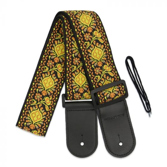 Sangle Jacquard Water Drop Flower 1 embout cuir GROOVIT