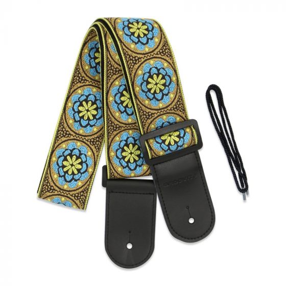 Sangle Jacquard Rosace 1 embout cuir GROOVIT