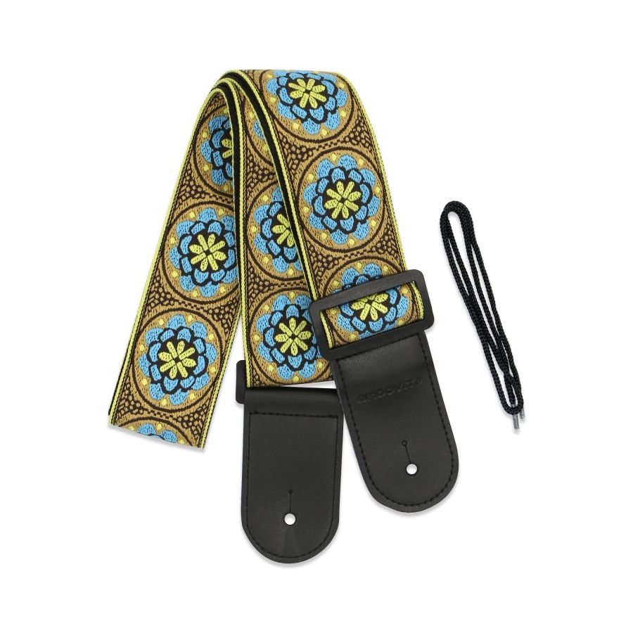 Sangle Jacquard Rosace 1 embout cuir GROOVIT