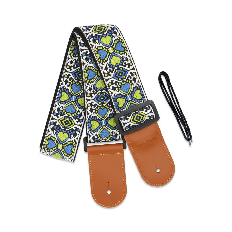 Sangle Jacquard Love 5 embout cuir GROOVIT