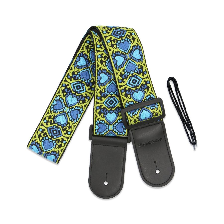 Sangle Jacquard Love 1 embout cuir GROOVIT