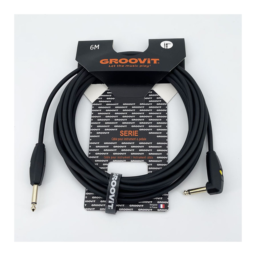 Cable 24AWG noir Tressé Blindé Switch Mute jacks Droit-Coudé 6m Groovit Cable 24AWG noir Tressé Blindé Switch Mute jacks Droit-Coudé 6m Groovit