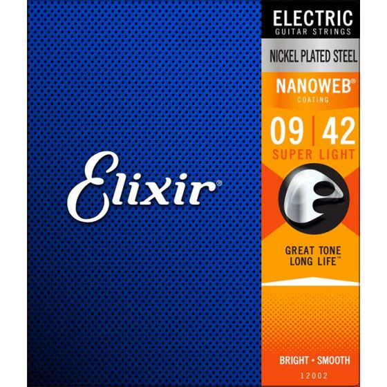 Cordes guitare électrique Super light 09/42 Acier nickelé Nanoweb Elixir