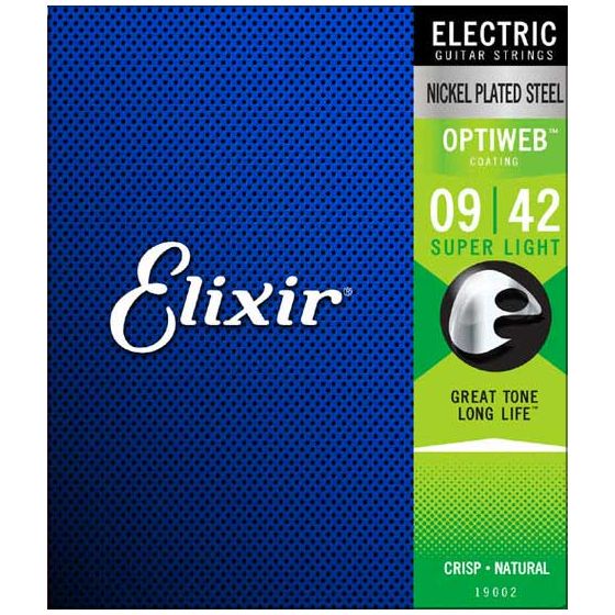 Cordes guitare électrique Super light 09/42 Acier nickelé Optiweb Elixir