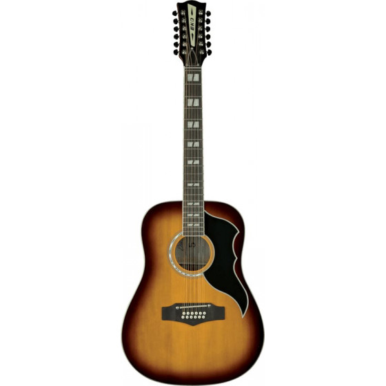 Guitare électro acoustique 12 cordes Eko Dreadnought Honey Burst