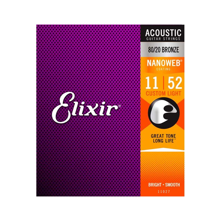 Cordes guitare acoustique Custom Light 11/52 Bronze 80/20 Nanoweb Elixir