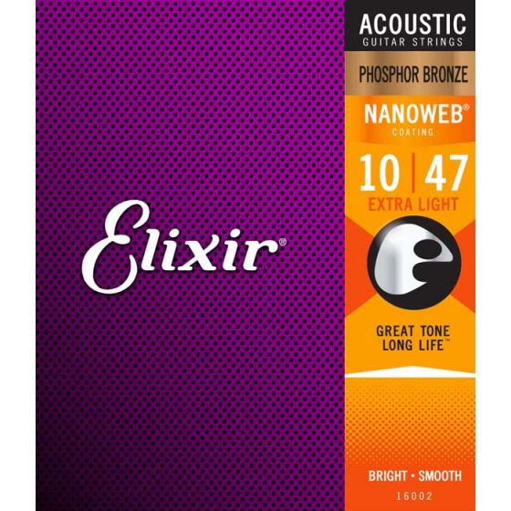 Cordes guitare acoustique Extra Light 10/47 Phosphore Bronze 80/20 Nanoweb Elixir