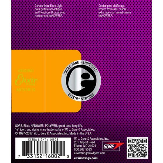 Cordes guitare acoustique Extra Light 10/47 Phosphore Bronze 80/20 Nanoweb Elixir