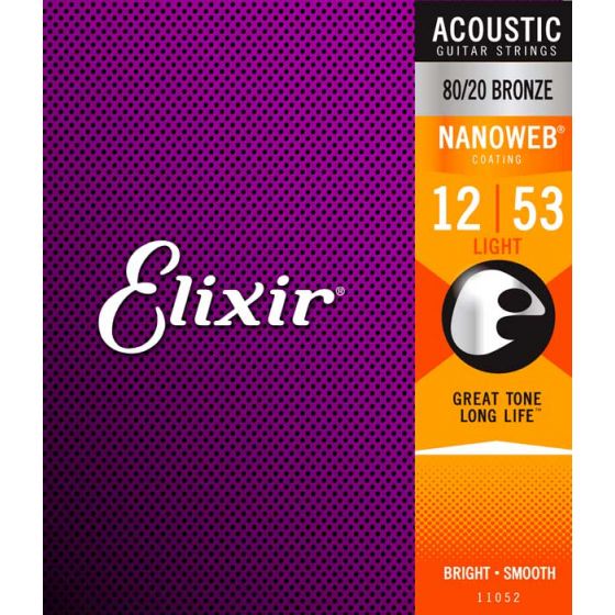 Cordes guitare acoustique Light 12/53 Bronze 80/20 Nanoweb Elixir