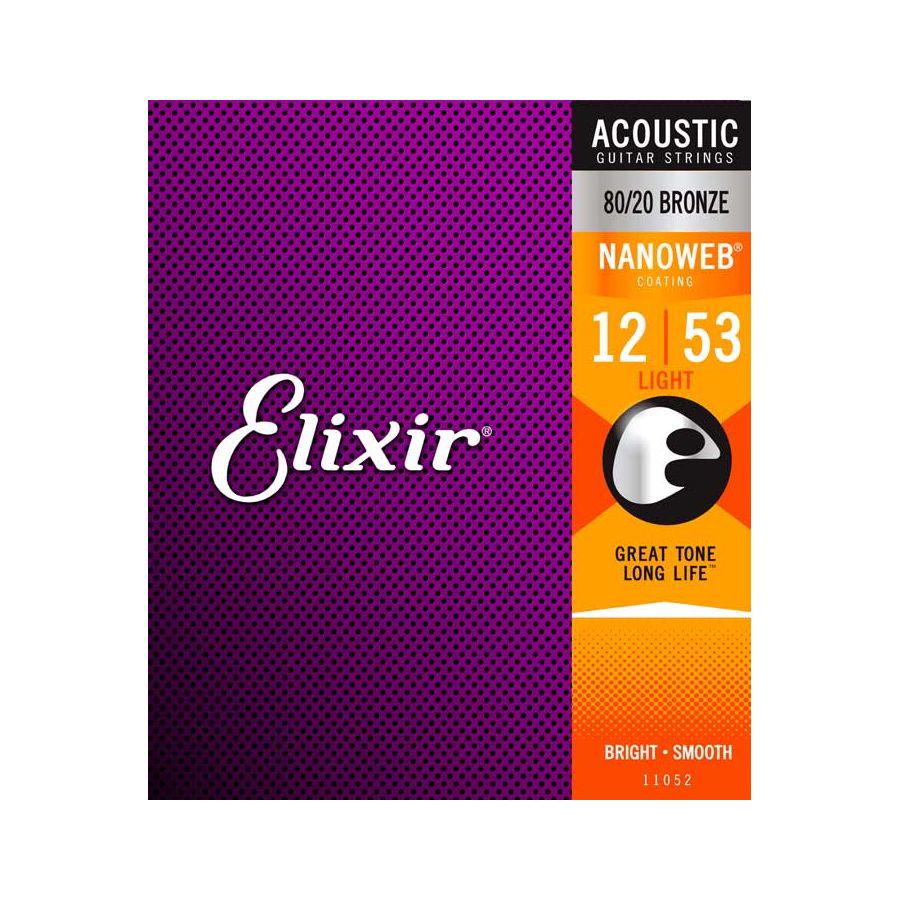 Cordes guitare acoustique Light 12/53 Bronze 80/20 Nanoweb Elixir