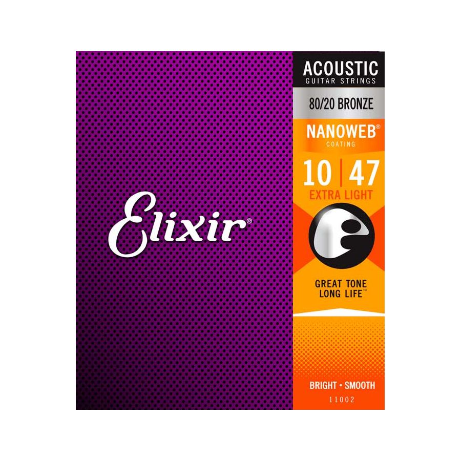 Cordes guitare Folk Extra Light 10/47 Bronze 80/20 Nanoweb Elixir