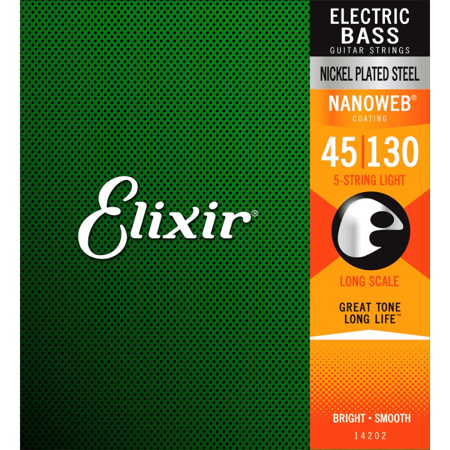 Cordes Basse 5 cordes Light/Medium 45/130 Acier nickelé Nanoweb Elixir