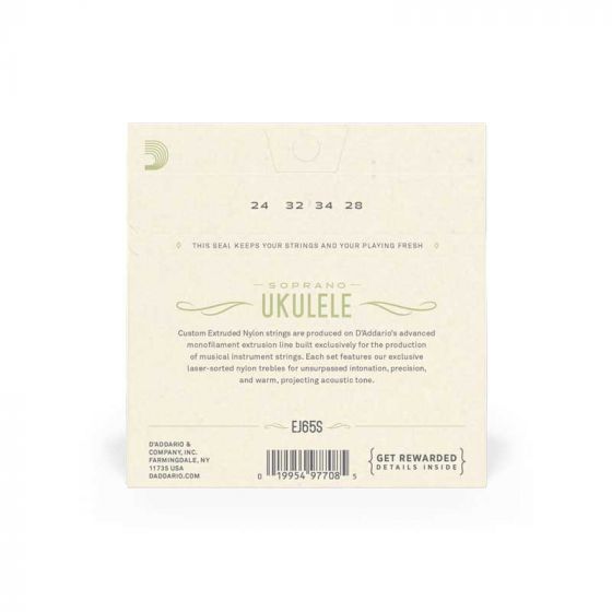 Cordes Ukulélé Soprano EJ65S Pro-Arté Custom D'Addario