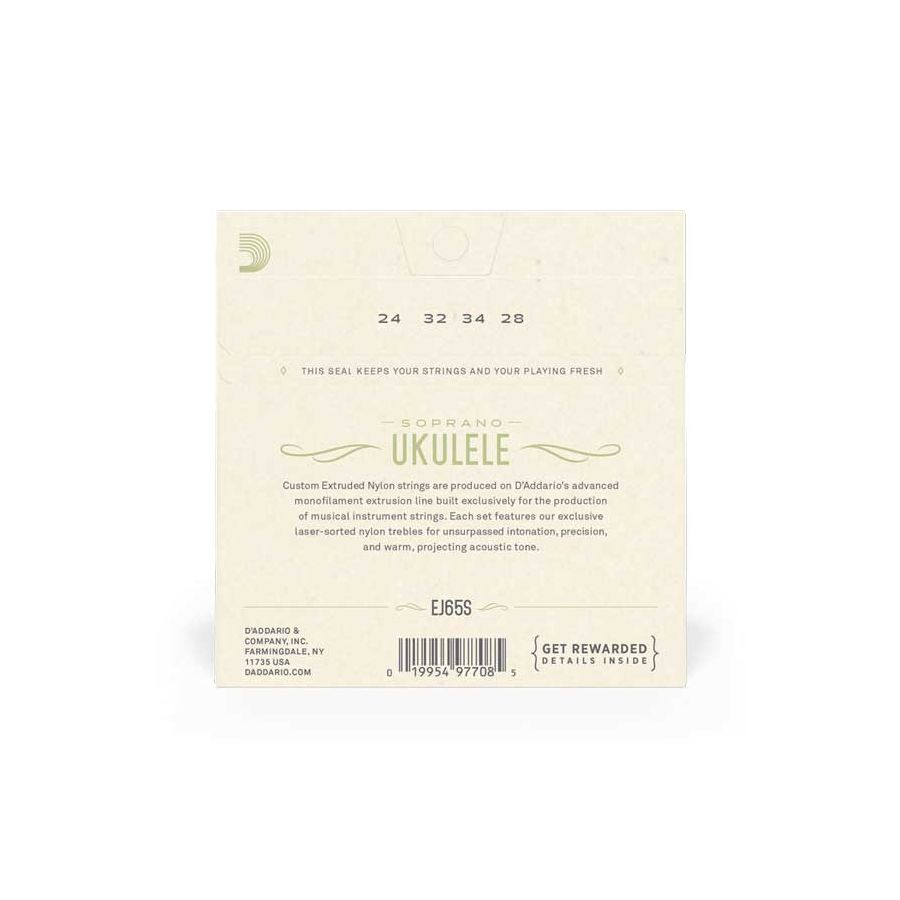 Cordes Ukulélé Soprano EJ65S Pro-Arté Custom D'Addario