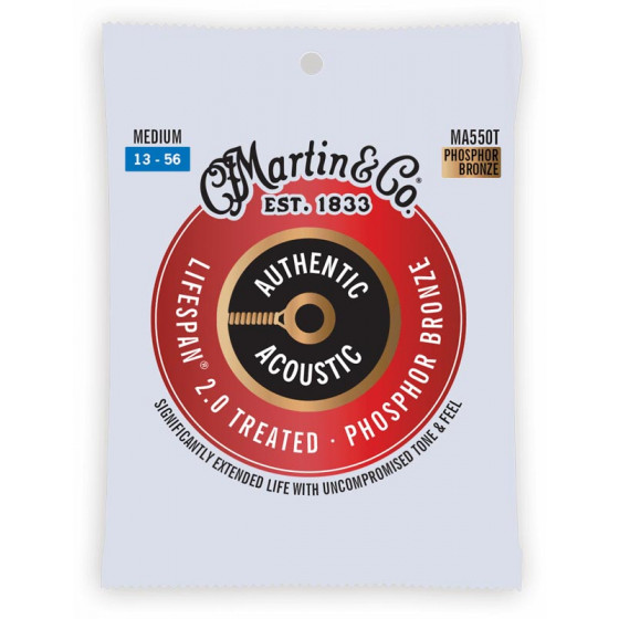 Cordes guitare acoustique Martin & Co Authentic Treated, Medium, 92/8