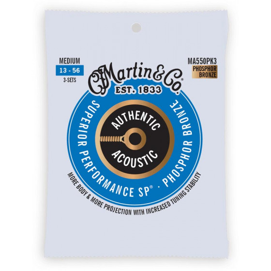Cordes guitare acoustique Martin & Co Pack de 3 jeux, Medium MA550