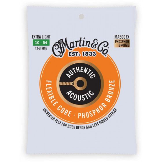 Cordes guitare acoustique Martin & Co Phosphor Bronze 12 cordes Extra Light MA500FX
