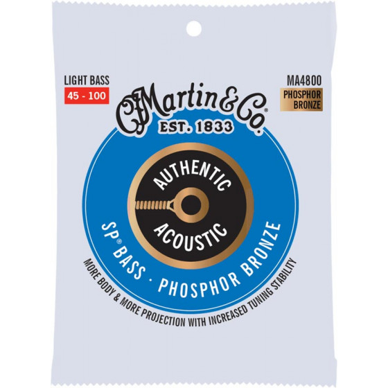 Cordes basse acoustique Martin & Co Authentic Acoustic Light 45-100 MA4800
