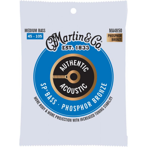 Cordes basse acoustique Martin & Co Authentic Acoustic  Medium 45-105 MA4850