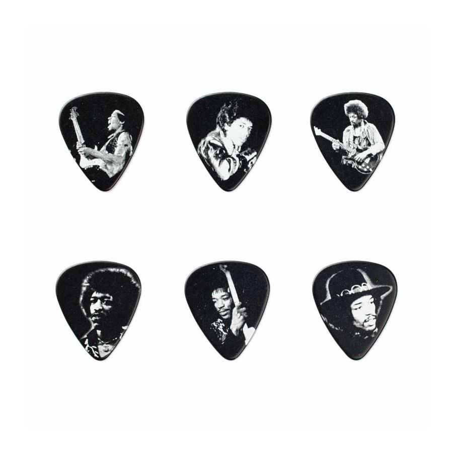 Boite de 6 médiators Médium signature Jimi Hendrix 06M