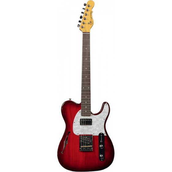 Guitare électrique G&L Tribute Asat classic semi hollowbody Redburst Palissandre