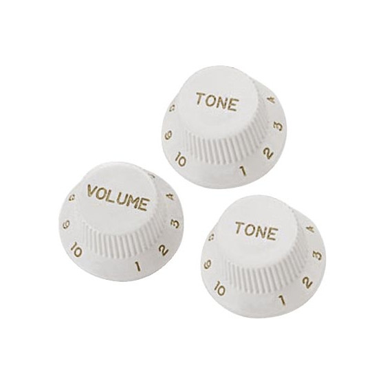 Boutons de potentiomètre type Stratocaster® blanc - lot de 3
