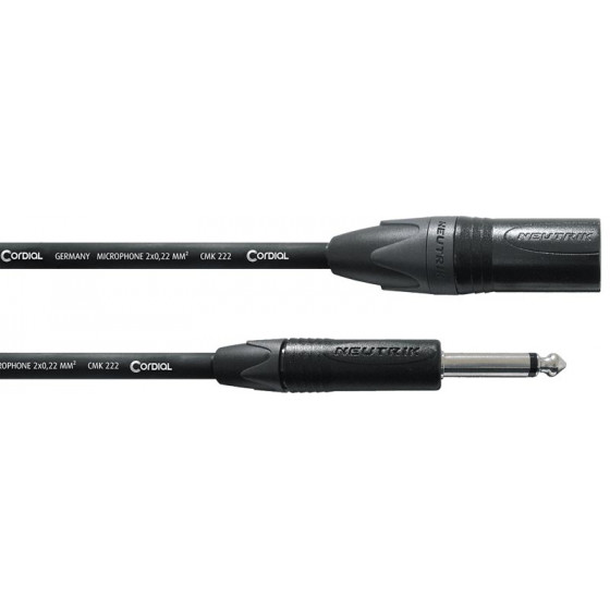 Câble audio Cordial XLR mâle jack mono 2,5 m