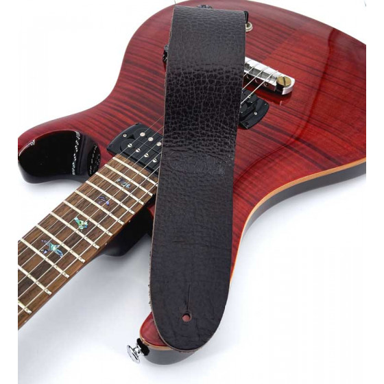 Sangle de guitare cuir marron foncé logo PRS