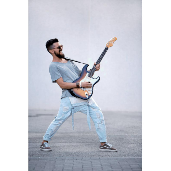 Guitare Eko type Strat Vintage S300V-SB