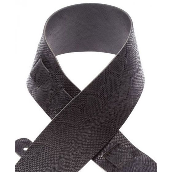 Sangle Holes HC cuir noir embossé Serpent 8cm Magrabo